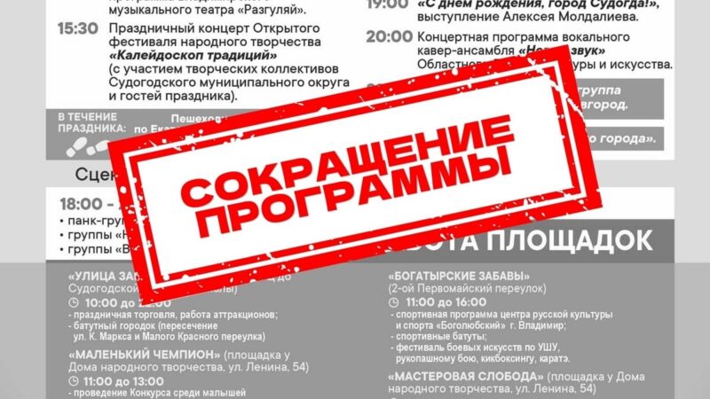 В Судогде из-за беспилотников урезали программу Дня города