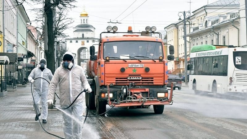 Во Владимире дезинфицируют улицы и остановки