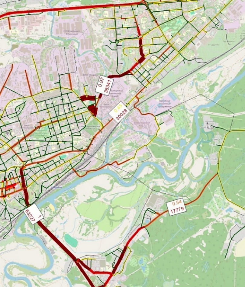 Нагрузка транспорт пробки схема 2