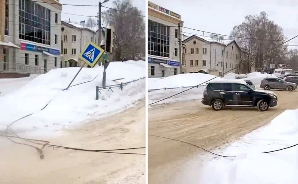 На улице Погодина второй раз за неделю снесли провода