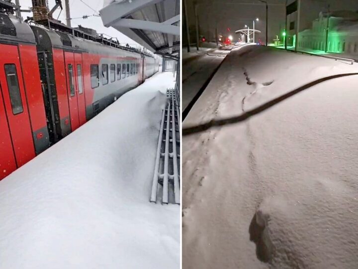 Владимирцы садятся на поезда через сугробы на платформах