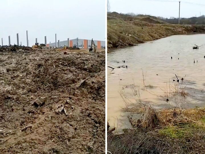 В Суходоле из-за стройки заводов глиной завалило родник и пруд