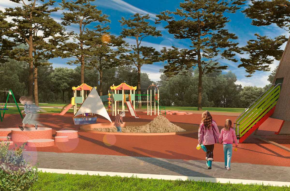 Загородный парк концепция детская площадка